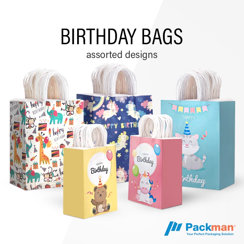 Happy Birthday Kraft Paper Bags With Handles Candy Cookie Gift Surprise - View #2