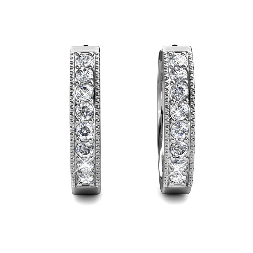 Eclat Earrings (White Gold)  - Made with Swarovski Crystals