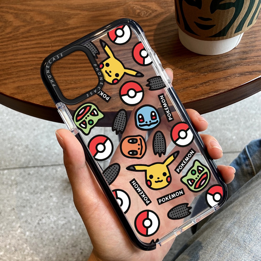 Multicolor Phone Case Compatible For iPhone 14 Pro Max 13Pro 12 11 7 8 X XS XR Anime Pokemon Design Shockproof Border Soft Silicone Clear Cover