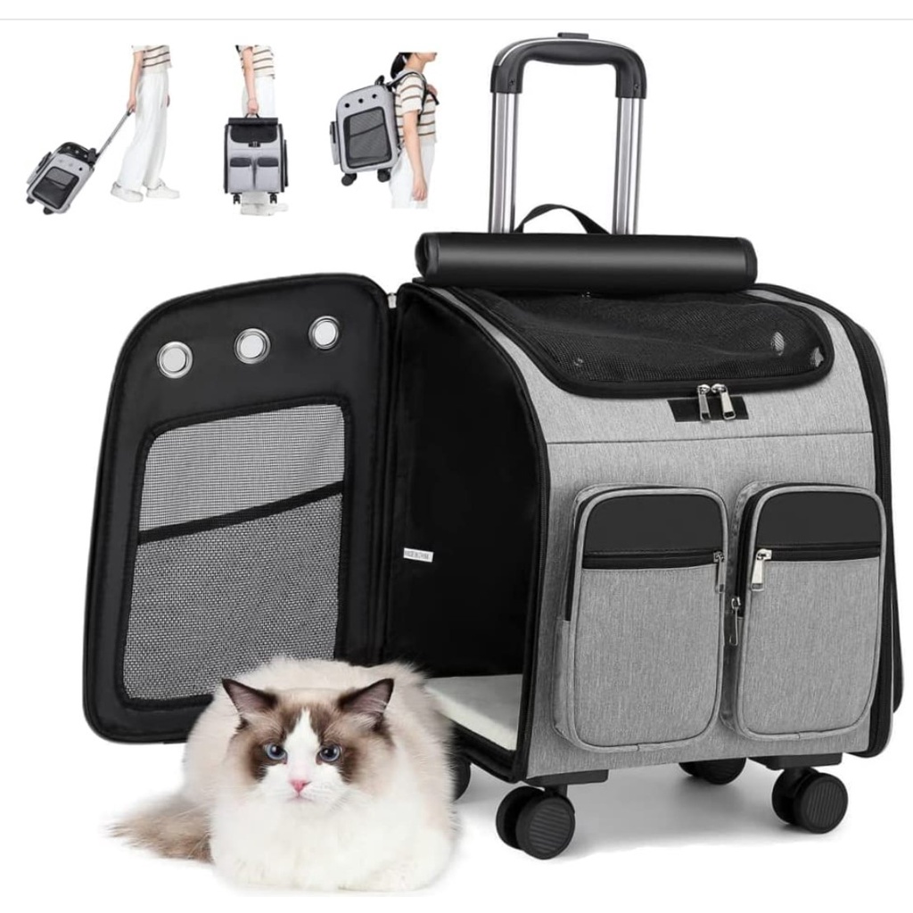 Pet Carrier Rolling Large Cat Carrier For Large Cats with on Wheels Small Dog Collapsible Backpack Pet Car Travel Bag Shopee Singapore