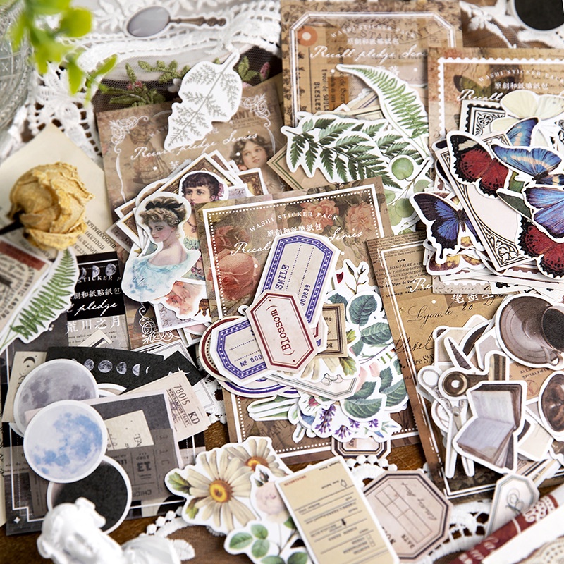 ENWEI 40 Pcs [Memories Oath Series] Vintage Plant Journal Stickers ...