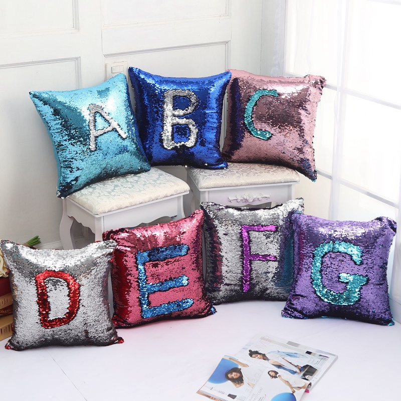 Creative Two-color Sequin DIY Pillow Cover Mermaid Chip Sofa Cushion