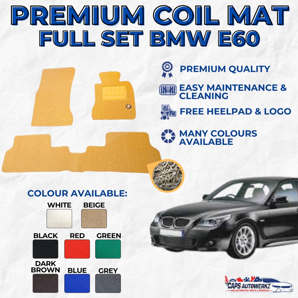 BMW E60 Premium Customized Single Color Coil Car Mats | Car Floor Mats ...