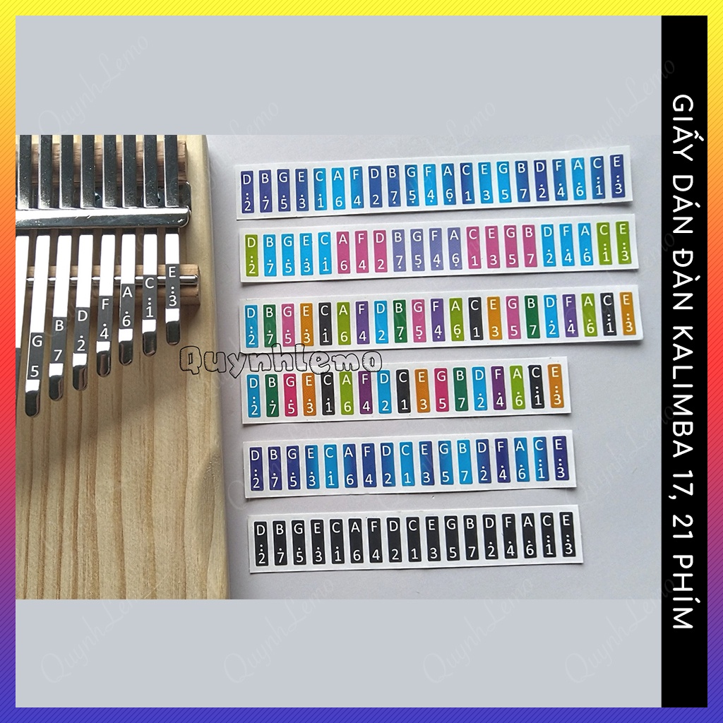 Sticky sticker Notes For kalimba 17, kalimba 21 Keys Colorful Quynhlemo