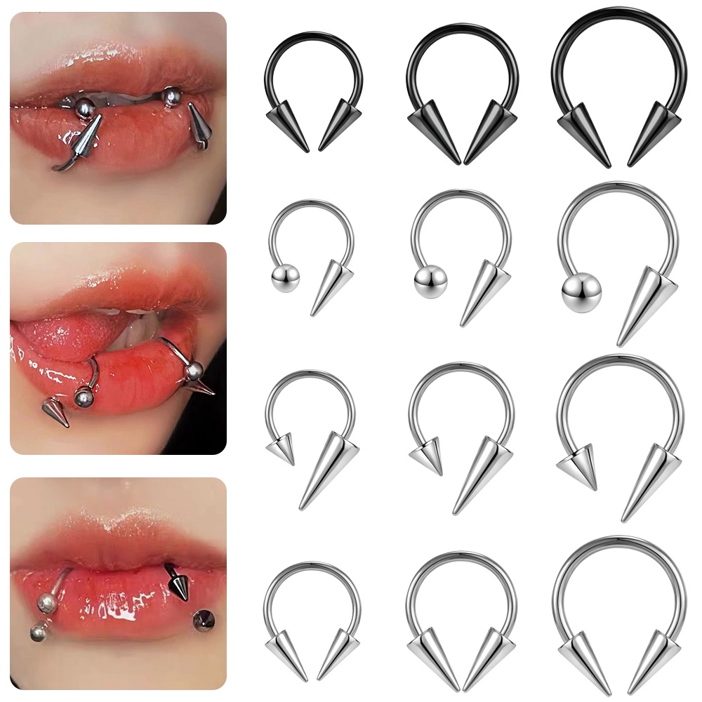 PC 16G 8/10/12mm Cone Septum Piercing Stainless Steel Horseshoe