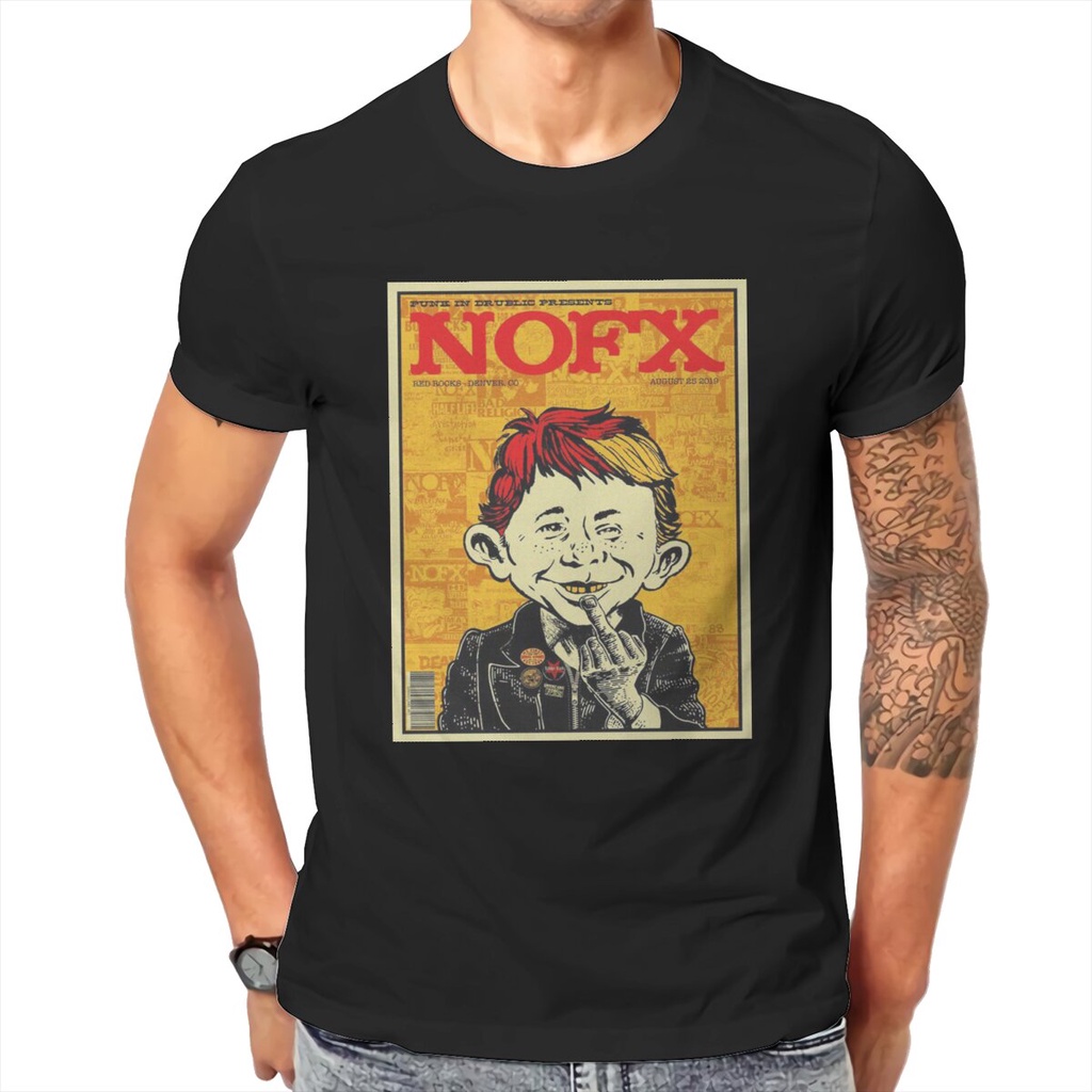 NOFX Punk In Drublic  Men T Shirt Rock Music Funny Tee Shirt Short Sleeve O Neck T-Shirts Pure Cotton Printing Clothing