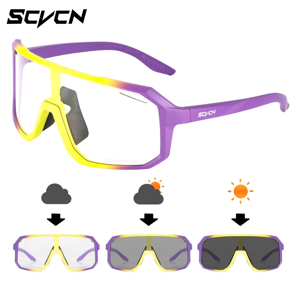 SCVCN 2023 new photochromic cycling sunglasses UV400 outdoor sports men
