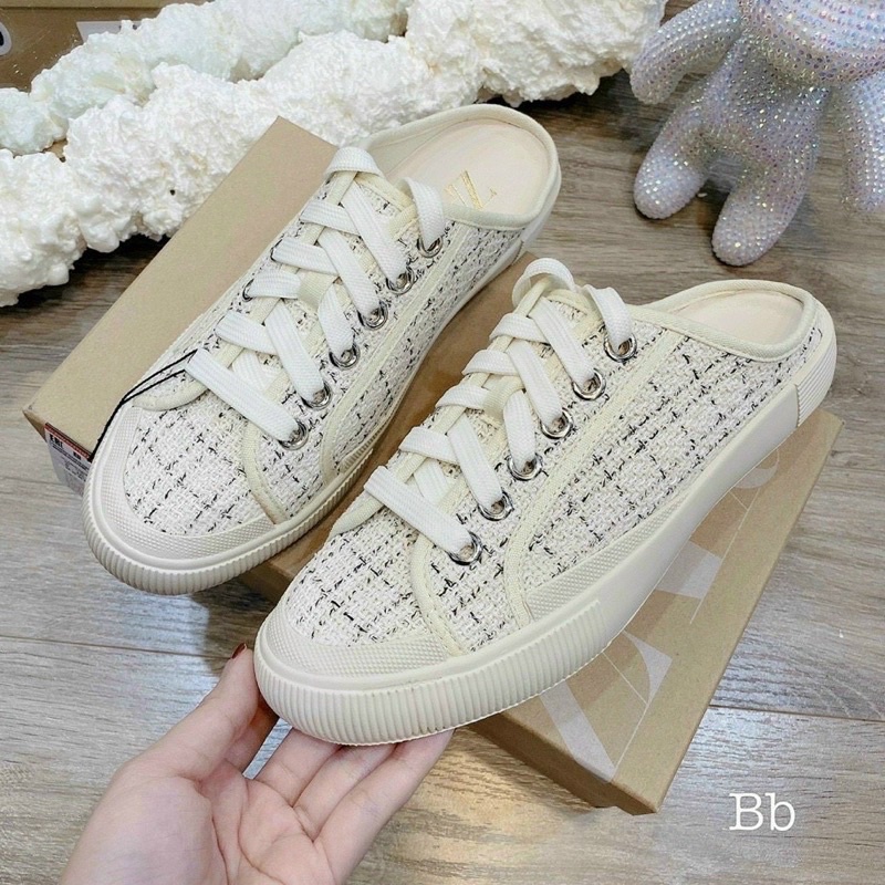 Mule Sneakers With Cream Color Lace (Loose Form) | Shopee Singapore