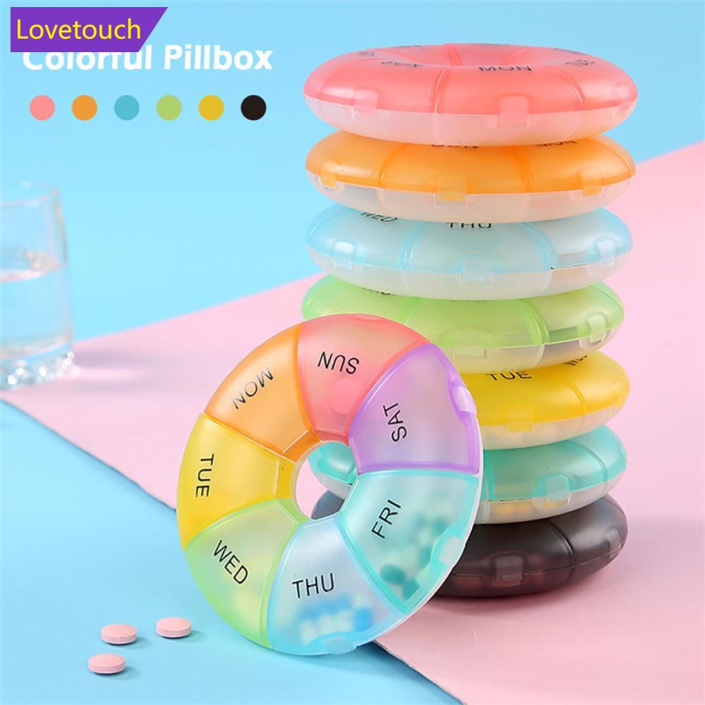 LOVETOUCH Round Pill Case Plastic 7 Days Weekly Tablet Box Portable ...