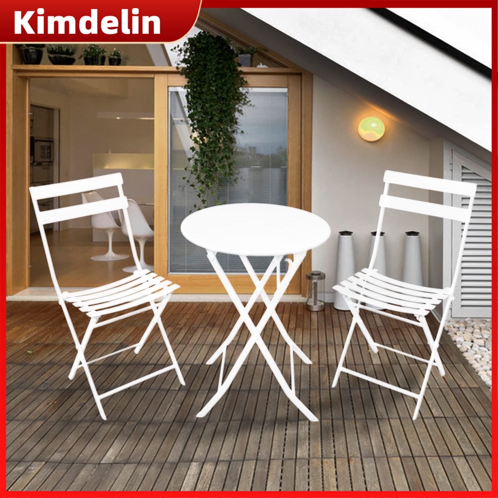 Kimdelin Patio Premium Steel Patio Bistro Set, Folding Outdoor Patio Furniture Sets, 3 Piece