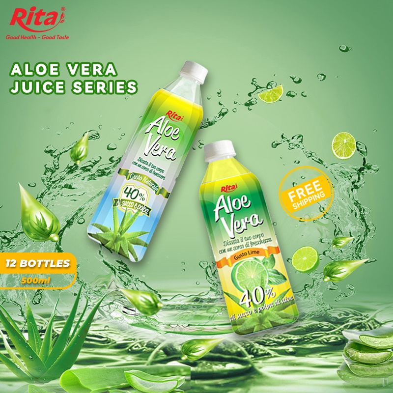 Rita Premium Aloe Vera Juice Original / Lime Drink 500ML x 24 BOTTLES Shopee Singapore