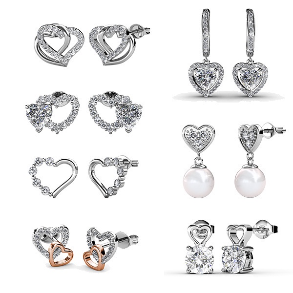 Heart Earrings Collection - Made with Swarovski Crystals