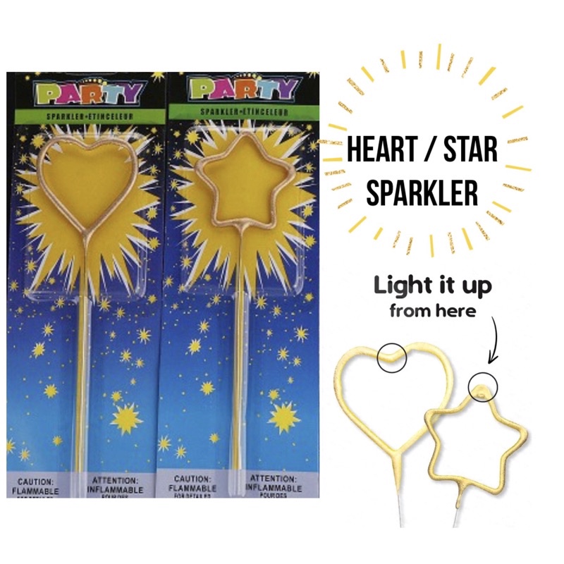 (SG seller) Star / heart Sparklers birthday party cake topper