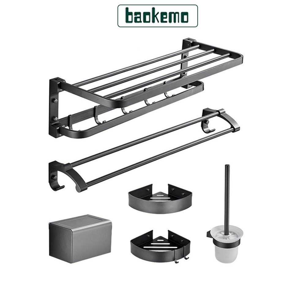 baokemo Bathroom Rack Accessories Set Towel Rack Toilet Brush Five