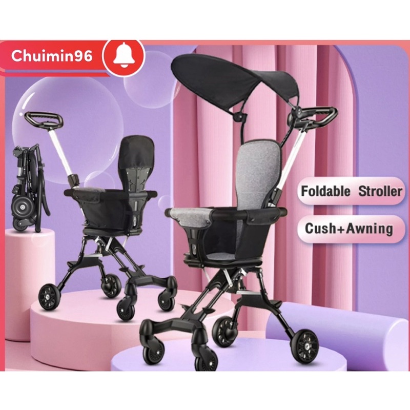 🔥 SG READY STOCK 🔥Stroller baby Cabin Lightweight NewBorn Two Way Stroller 4 whls Foldable