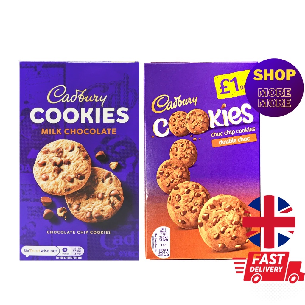Cadbury Cookies Festive Choc Chip Cookies Double Choco 150g Shopee Singapore