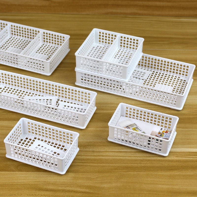 Stackable Plastic Desktop Storage Basket Rectangular Compartment ...