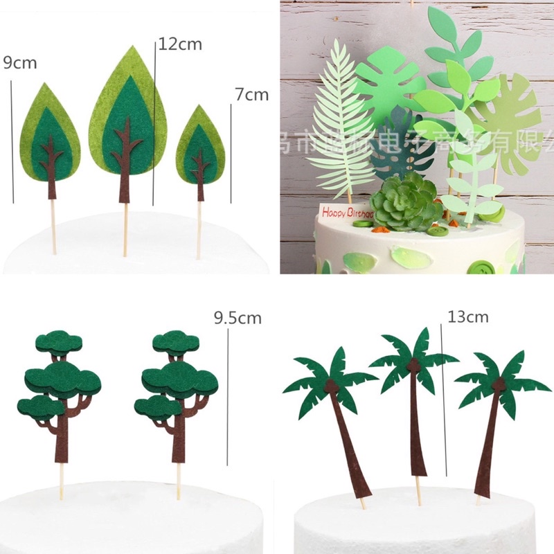 Woodland Green Trees Cake Topper, Handmade Woodland Theme Cake ...