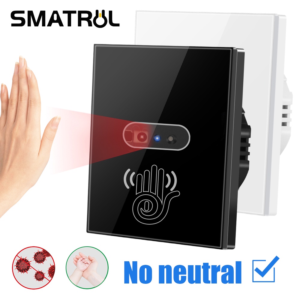 SMATRUL No Neutral Wire IR Wall Light Switch Wave Infrared Sensor No ...