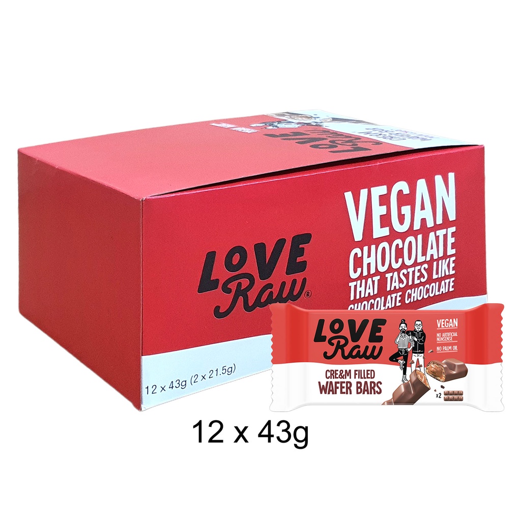 LoveRaw Vegan Milk Chocolate Cre&m Wafer Bar - Case (12 x 43g) | Shopee ...