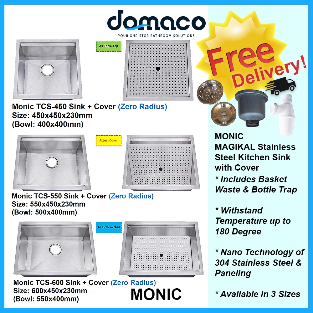 Monic Magikal TCS 450, 550 & 600 Stainless Steel Kitchen Sink with ...