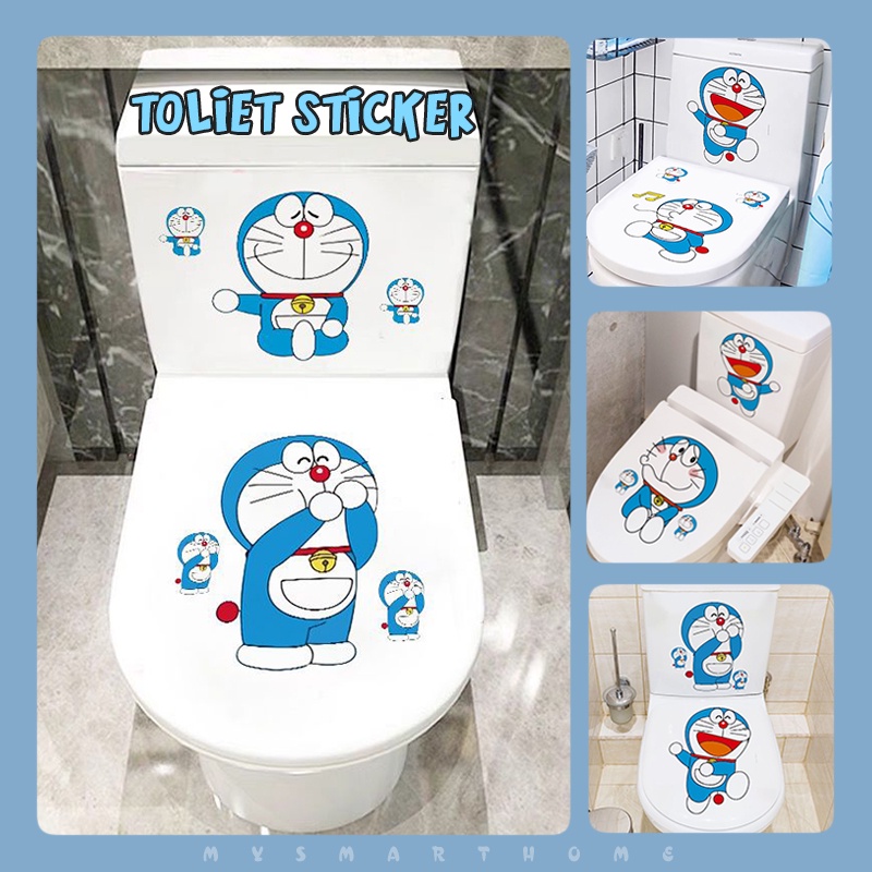 Doraemon Toilet Stickers Set Cute Toilet Lid Decals Cartoon Toilet