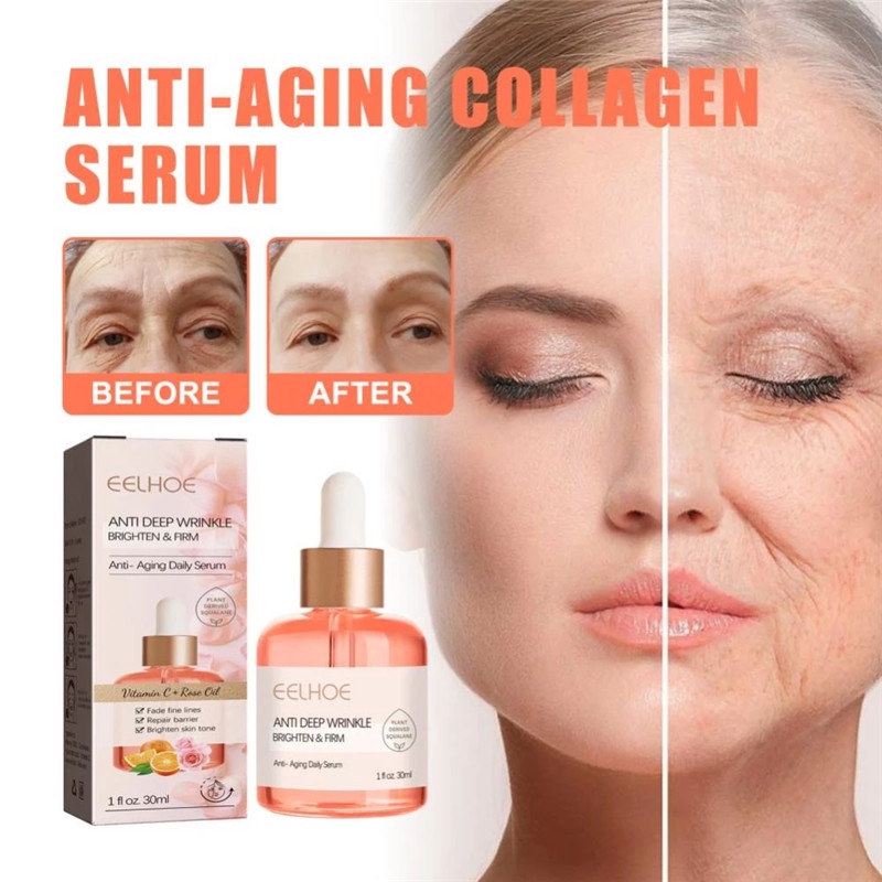 EELHOE Deep Anti Wrinkle Serum Rose Oil VC AntiAging Essence Improve Fine Lines Lifting Shrink