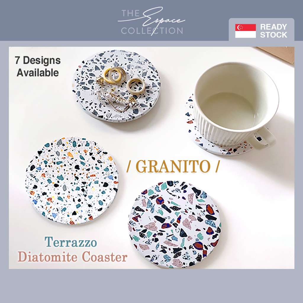 Terrazzo Design Diatomite Coaster Water Absorbent Quick Dry Drink Coaster Accessories Tray