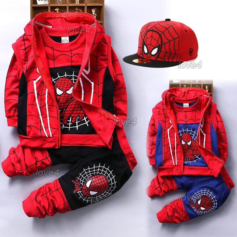 3pcs Set Halloween Spider Man Suit Kids Boy Spiderman Costume Baby Boy