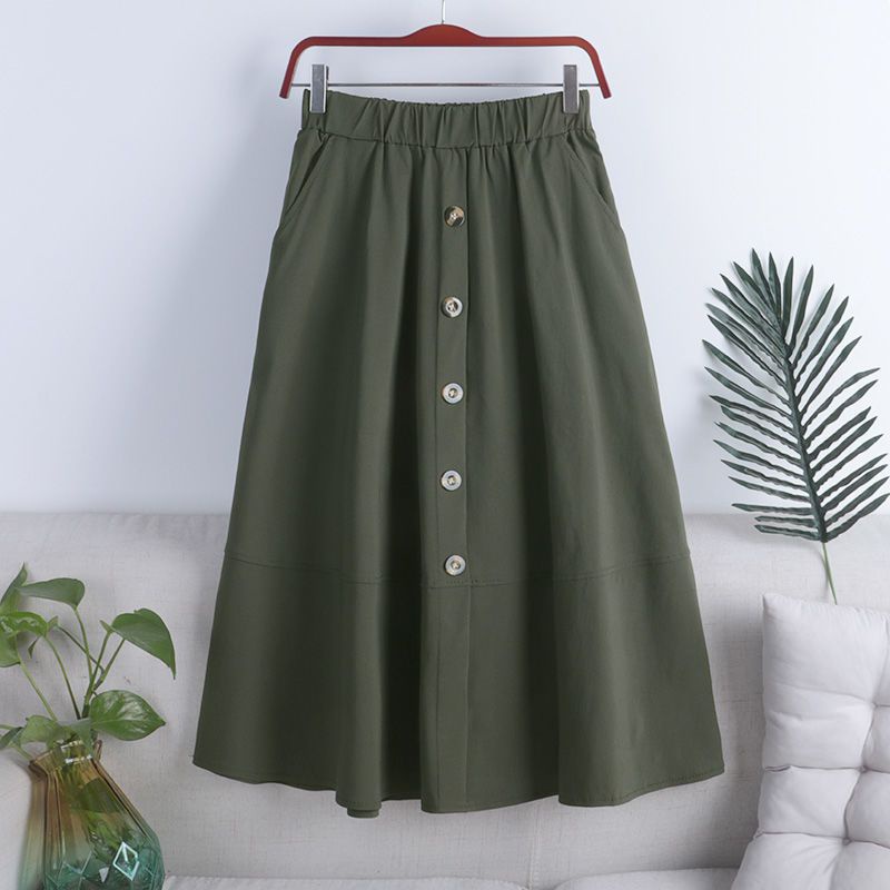 A Line Skirt woman Long Plus size Women Elastic Waist Cotton Linen ...