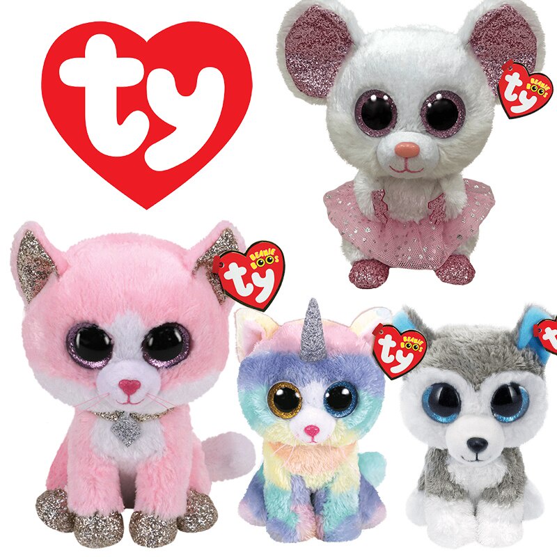 Ty Beanie Boos Big Eyes 15 CM Puppy with Long Eyelashes Dog Series Soft ...