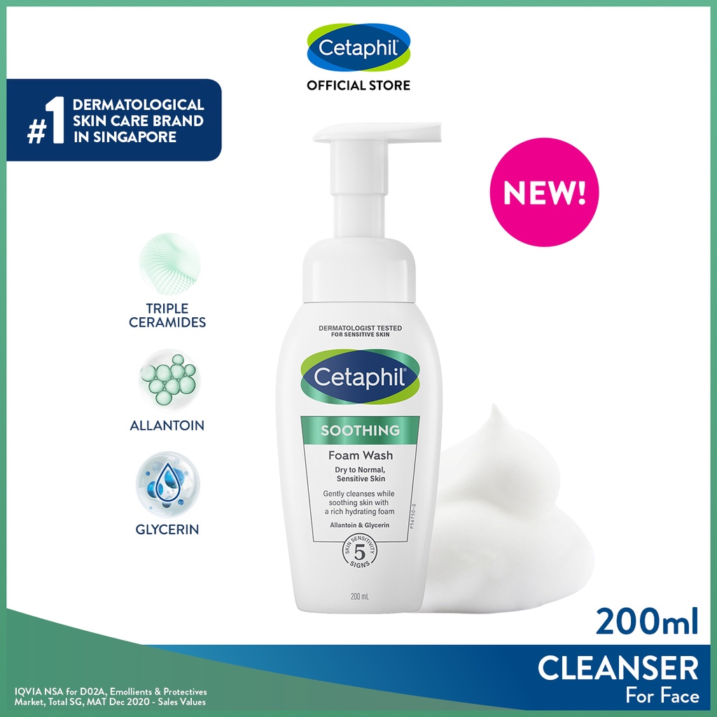 CETAPHIL Soothing Foam Wash 200ml [For Normal to Dry, Sensitive Skin