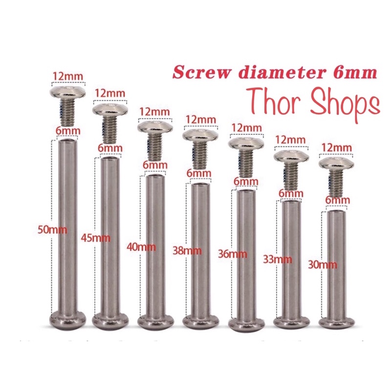 Screw axle rivet 6mm diameter luggage repair replacement Bolt axle ...