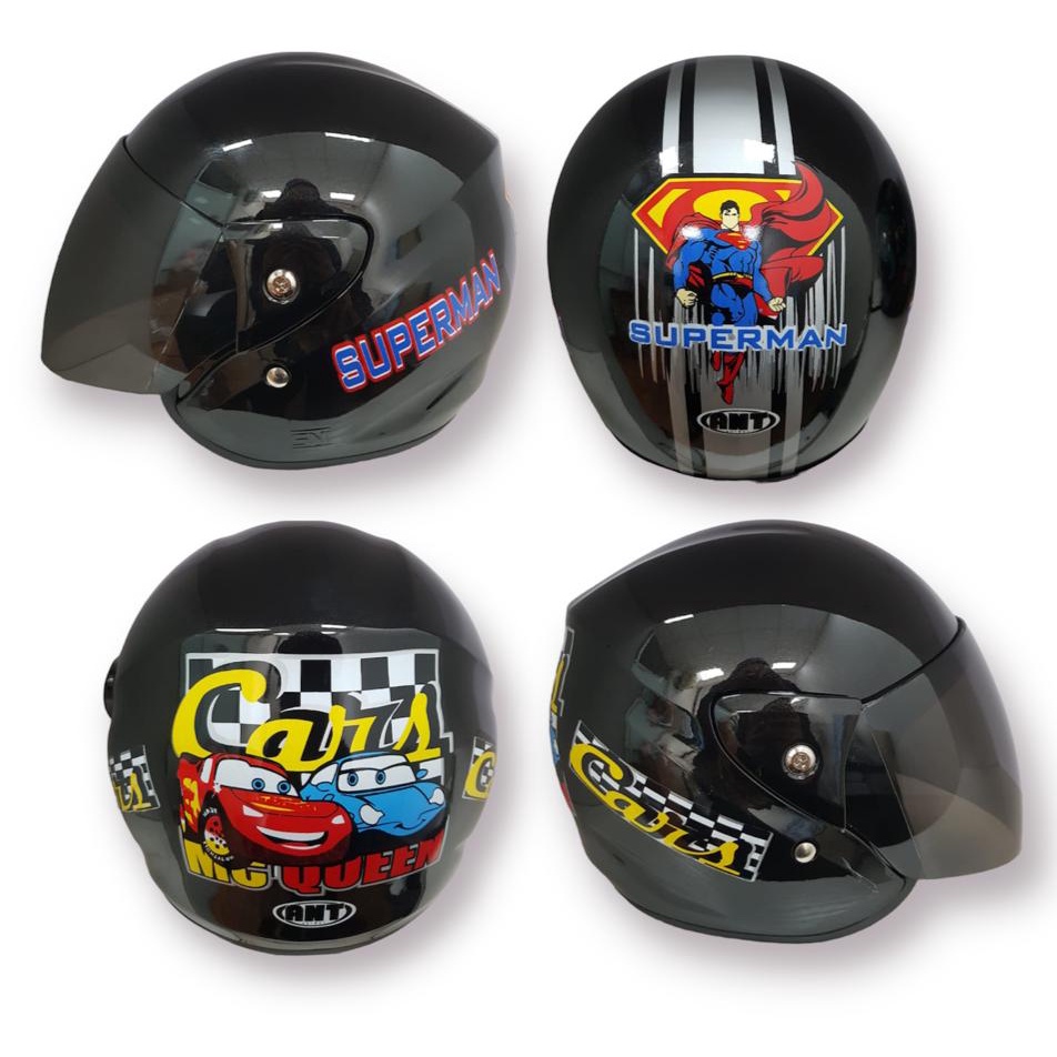 Helm Anak / Helm Kids / ANT MINI JORDAN HITAM (Motif Cowok Random)