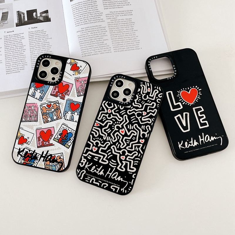 Keith Haring CASETiFY Love Stamps Sticker Case For iPhone 14 Plus 14Pro