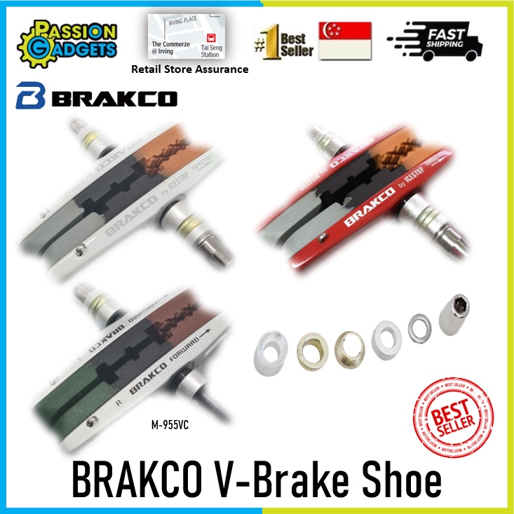 BRAKCO Brake Shoe Icestop M955VC for Foldable bicycle MTB, Road bike V