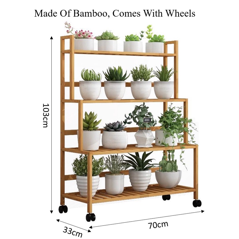 [SG STOCK] Bamboo Plant Rack / Wooden Plant Rack / Flower Stand / Multi ...