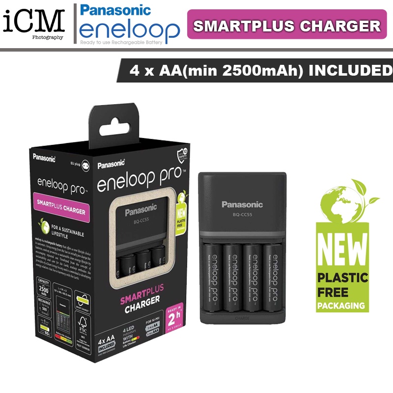 Panasonic Eneloop Pro Bq Cc55 Plastic Free Smartplus Charger Pack