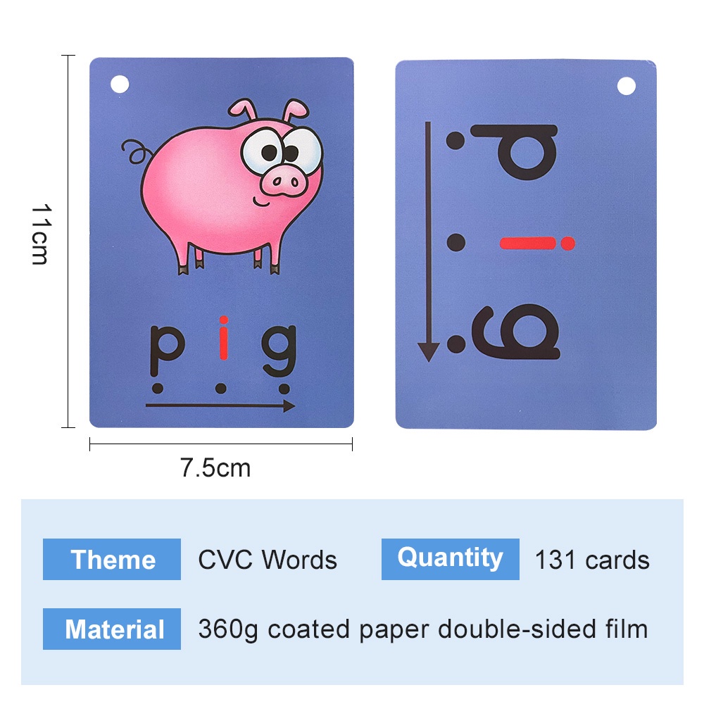 131 Cards CVC Words Phonics Flashcards for kids English Vocabulary ...