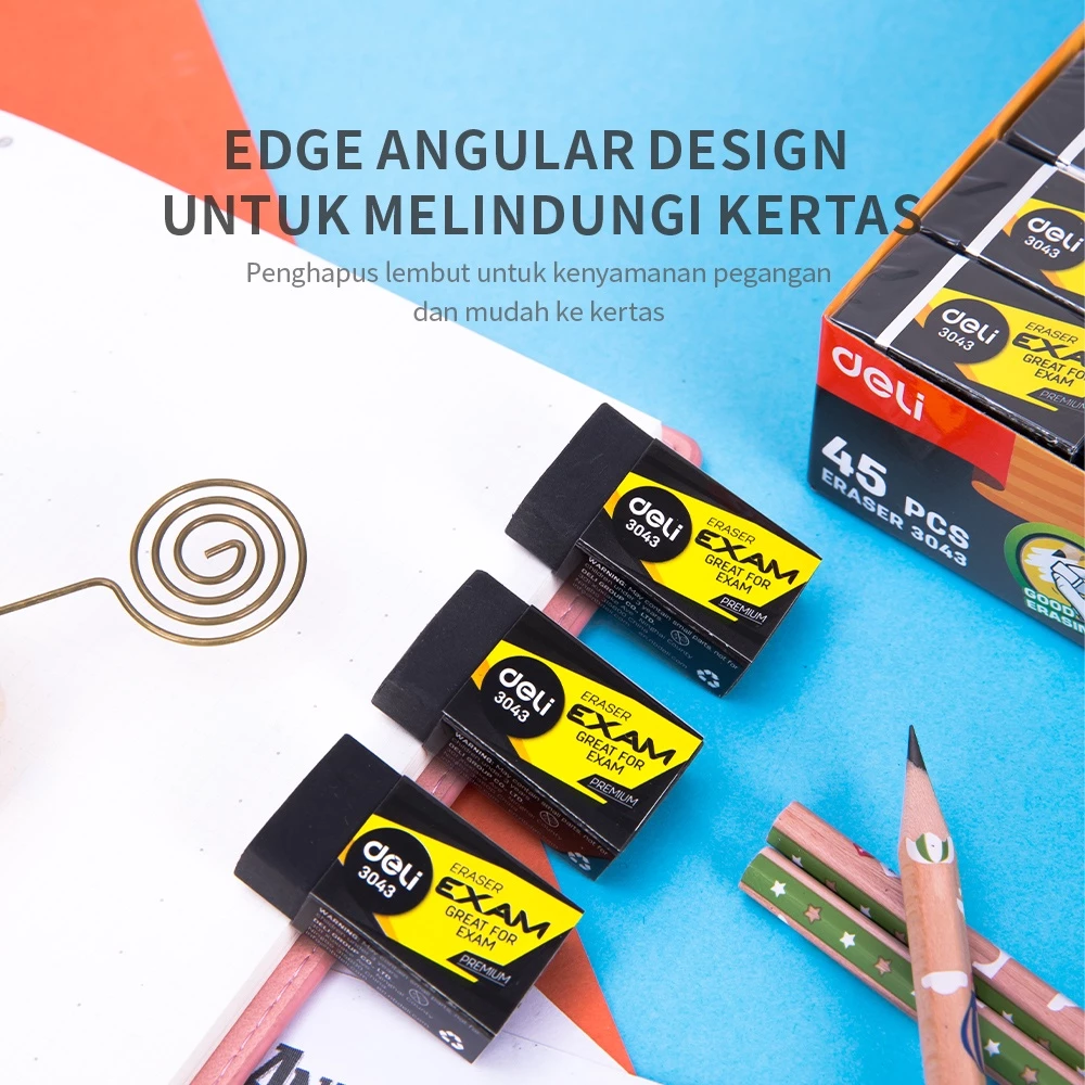 DELI Penghapus Pensil 2B Alat Tulis Sekolah Untuk Ujian E3043 - Gambar 4