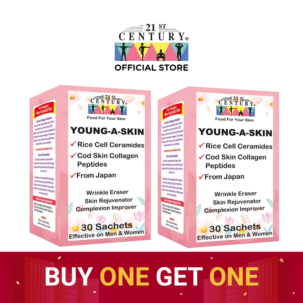 [Buy 1 Get 1] 21st Century Young-A-Skin 30 Sachets (Rice Cell Ceramides + Cod Skin Collagen Peptides)
