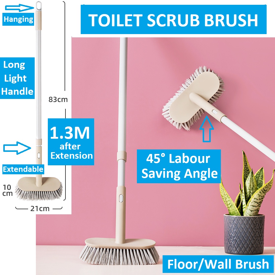 Floor Brush / Scrub Brush (Extendable), Toilet Bowl Brush, Toilet Brush, Rotatable Broom