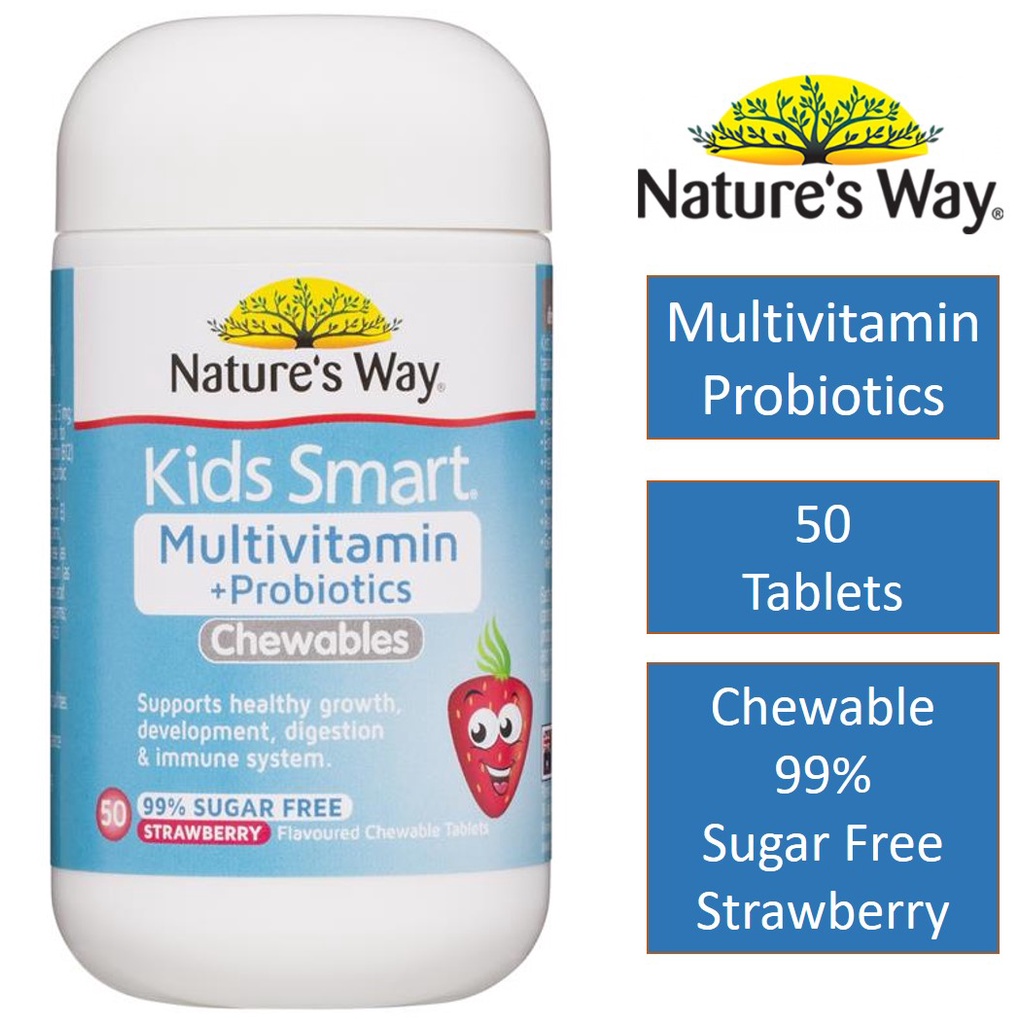 Nature's Way Kids Smart Multivitamin & Probiotics Chewables 50 Tablets For Children Shopee