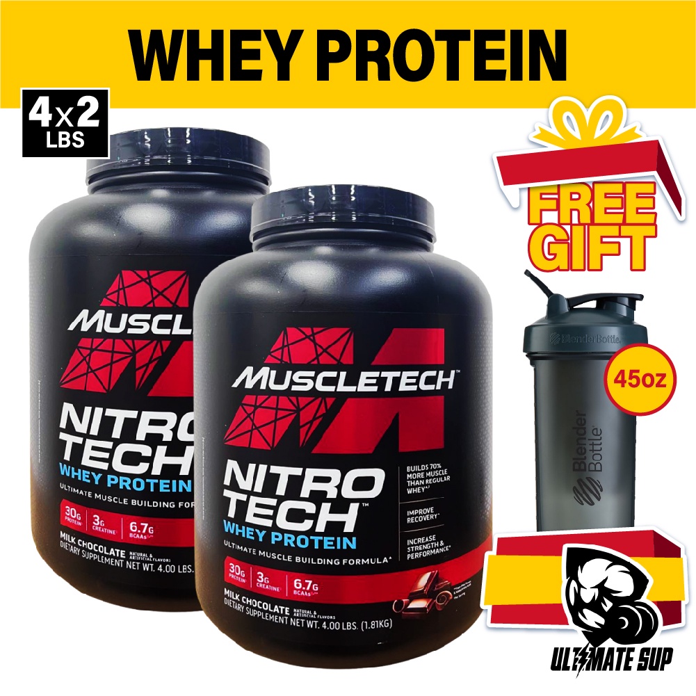 [COMBO] 2x MuscleTech Nitro Tech (3.97lbs) + 1 Blender Bottle | Shopee ...