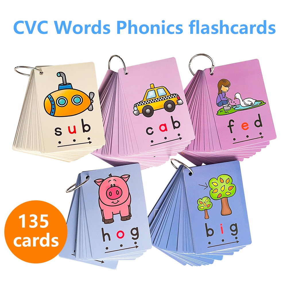 131 Cards CVC Words Phonics Flashcards for kids English Vocabulary ...