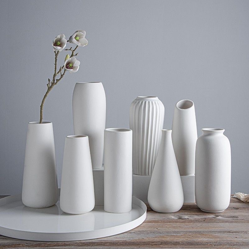 Vase Nordic Modern Morandi Medium Large White Matte Ceramic Dried/Fresh Flower Floral Lego Vases Home Decoration