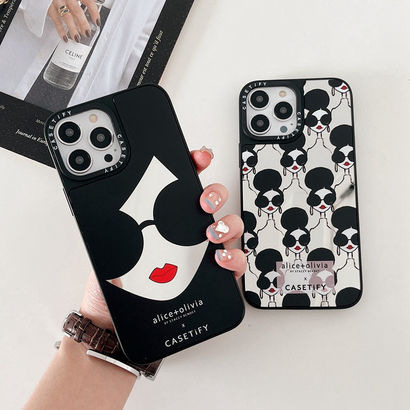 Alice olivia CASETi Sunglasses Girl Case For iPhone 15 14 Plus 15Pro 11 12  13 Pro Max Plating Hard PC Cover Casing | Shopee Singapore