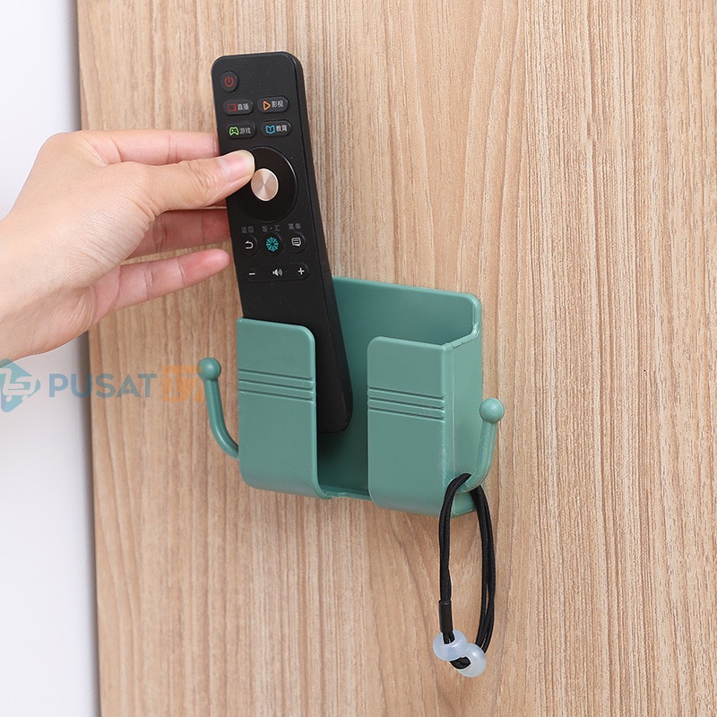 PUSAT17 RAK CHARGER 2 KAIT TEMPEL DINDING / HOLDER TEMPEL DINDING 2 KAIT TEMPAT CHARGER HP REMOTE TV AC MULTIFUNGSI / RAK HOLDER HP DINDING - Gambar 4