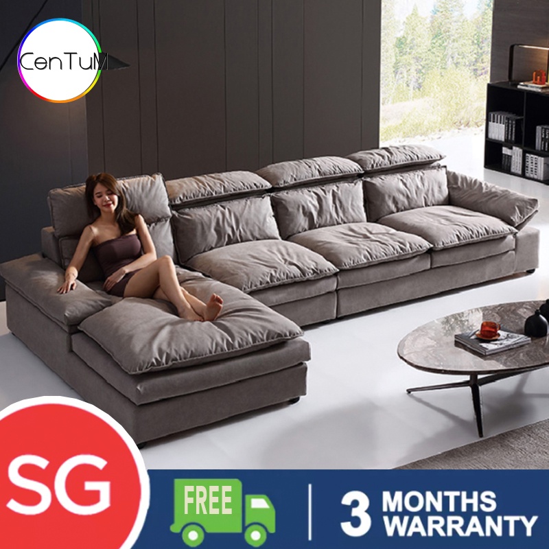 Febe High Tech Fabric Latex/Down Feather Sofa L Shaped Sofa Single