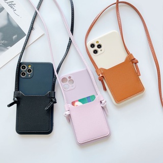 Crossbody Wrist Strap Holder Diamond Leather Phone Case For iPhone 15 Pro  14 13 12 11 XS Max X Lanyard Necklace Chain Soft Cover